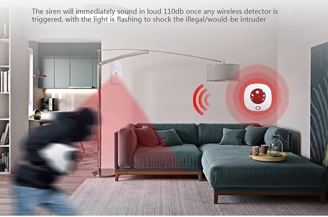 110dB Loud Siren & Flash Warning