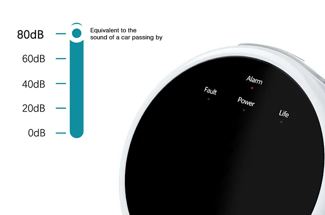 80dB Loud Sound & Light Dual Alarm