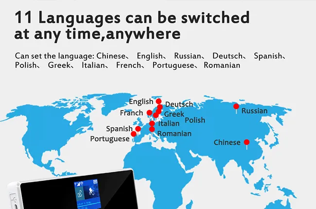 11 Switchable Global Languages for Worldwide Use