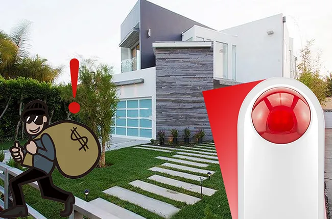 110dB Sound & Flash Light to Scare Intruders