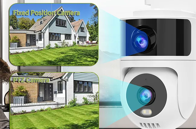 Dual Lens Dual-Screen Monitoring, No Blind Spots
