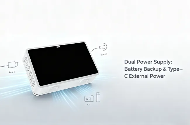 Dual Power Supply: Battery Backup & Type‑C External Power